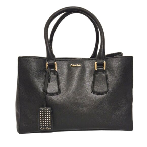 Calvin Klein Handbags - SOLD!! Calvin Klein Black Saffiano Satchel Tote Bag Handbag Gold Hardware